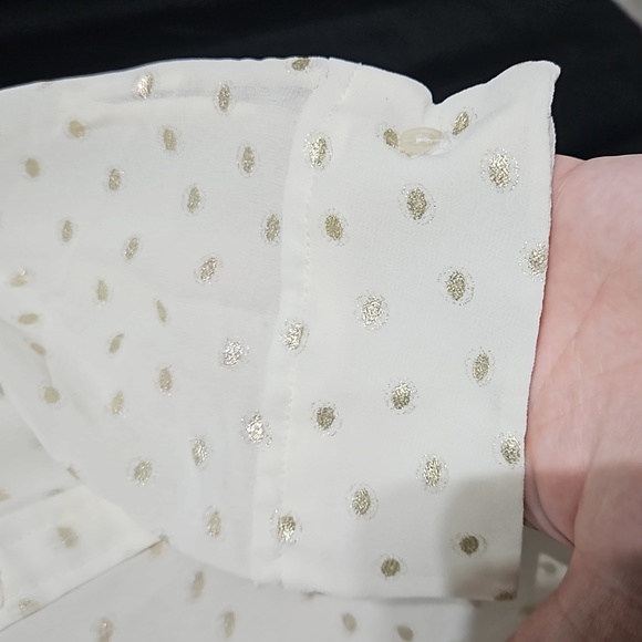Gold polka-dot sheer button up blouse - Picture 6 of 7